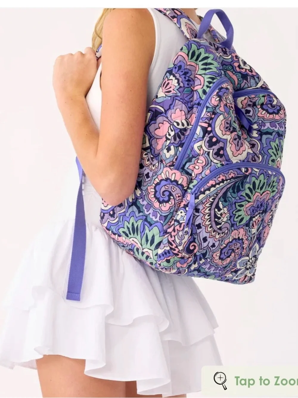 Vera Bradley Lavender Paisley Quilted Bag-pack with Pink & Mint Accents